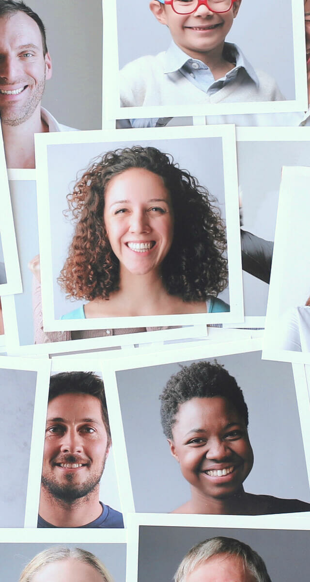 Close up consumer polaroids emphasizing business transformation through transforming company culture.